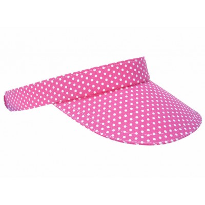 "Hot Dots"  Ladies s Pink & White Polka Dot Print Summer Sports Golf VISOR  eb-60331156